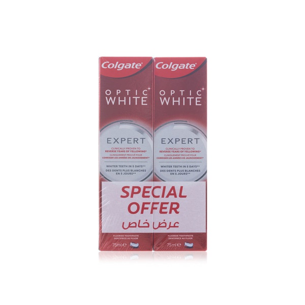 اشتري Colgate optic white expert toothpaste 75ml 2 pack في الامارات