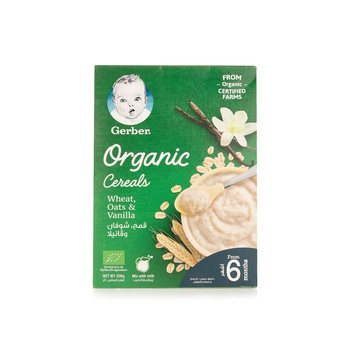 Gerber Organic Cereals Wheat, Oats & Vanilla 200g