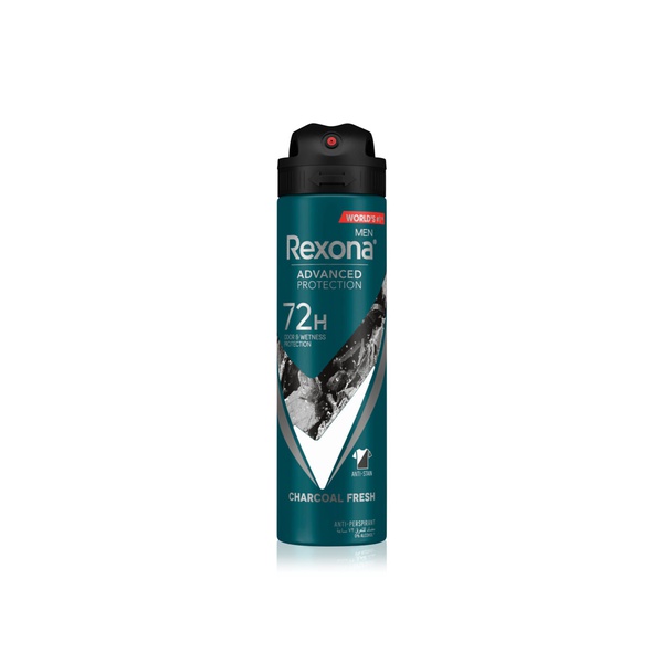 Buy Rexona mens antiperspirant charcoal detox aerosol 72 hour deodorant 150ml in UAE