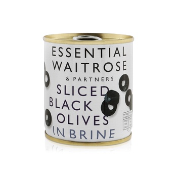 Waitrose Essential Sliced Black Olives In Brine 200g