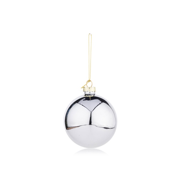 Festive Silver Glass Bauble 8cm