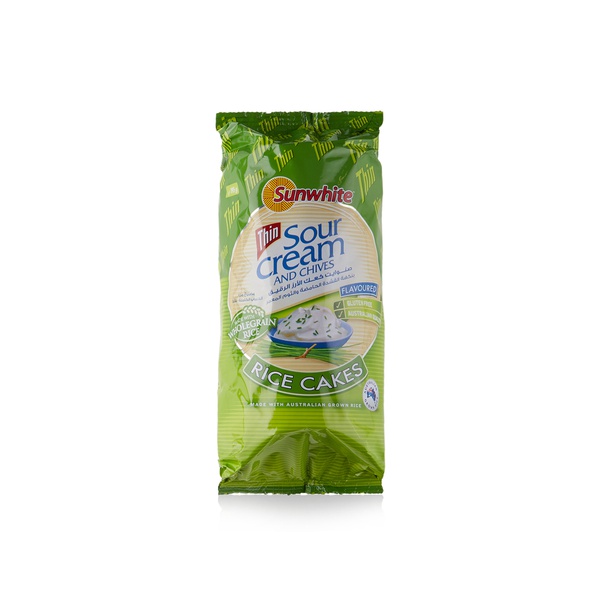 Buy Sunwhite sour cream & chives rice cakes 195g in UAE