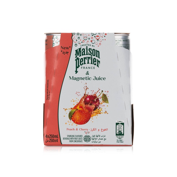 Maison Perrier Magnetic Juice Peach and Cherry Slim Can 250ml 4 Pack