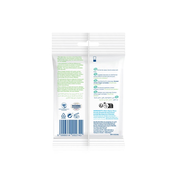Waterwipes Plastic Free on the Go Wipes, 99.9% Water, Unscented, Gentle on Skin, 10 Wet Wipes
