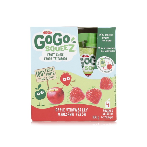 Buy Materne Gogo Squeez apple & strawberry puree pouches 4x 90g in UAE