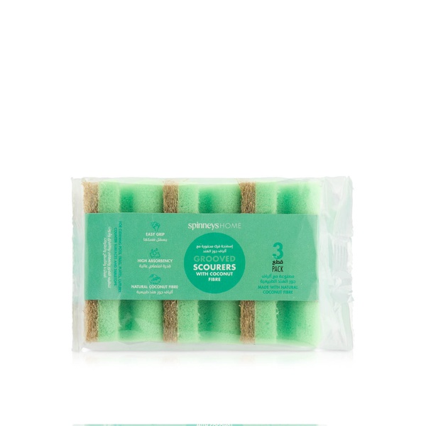 Spinneys Grooved Scourerss with Coconut Fibre x 3