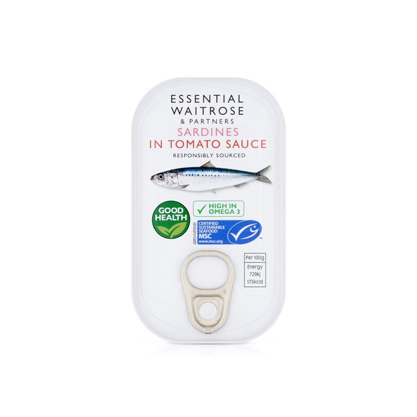 Waitrose Essential Sardines In Tomato Sauce 120G