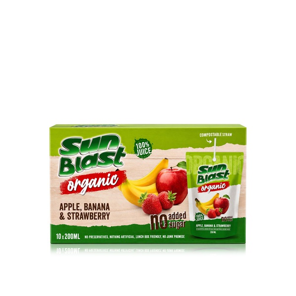 Sunblast Organic Apple, Banana & Strawberry Juice 200ml x 10