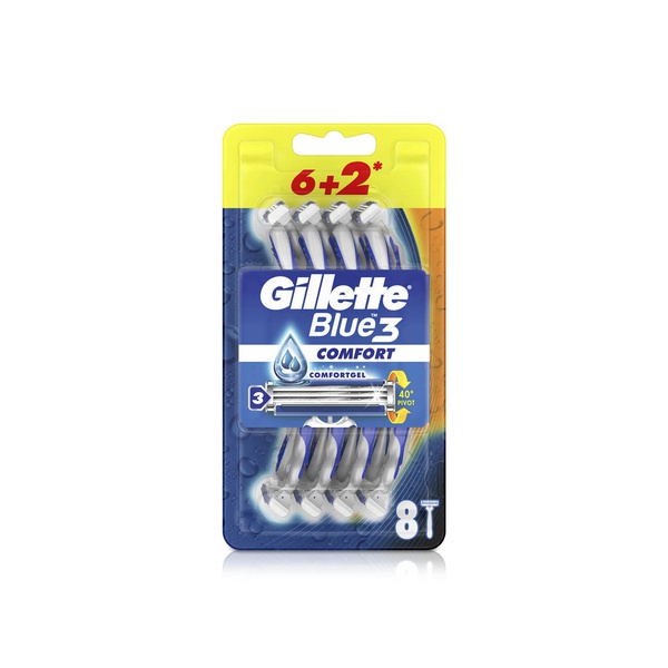 Gillette Blue 3 Comfort Disposable Shaving Razors x 6+2