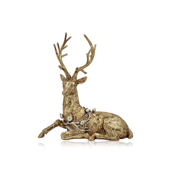 Christmas Magic Resin Sitting Reindeer Gold 31.5x16.5x34.5cm