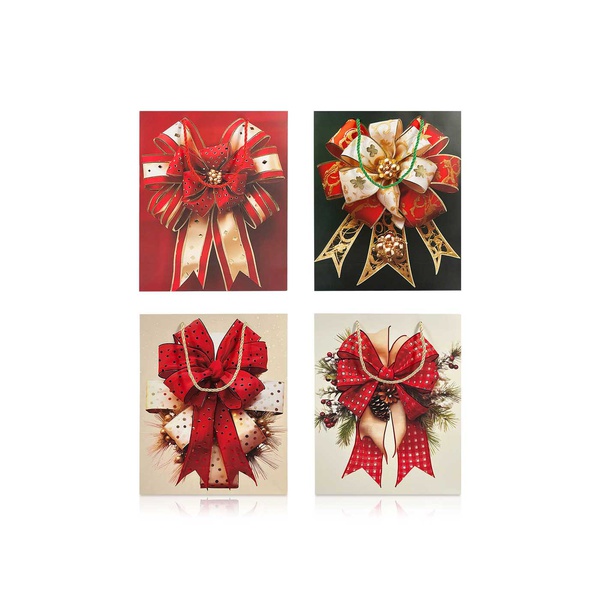Christmas Magic Ribbon Gift Bags Kraft Paper 4 Pack