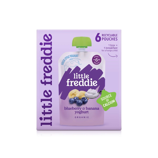 Little Freddie Organic Blueberry & Banana Greek Style Yoghurt Baby Food Snack (+6m) 6 x 100g