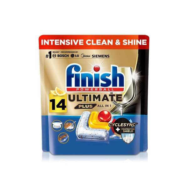 Finish Ultimate Lemon Scent 3x More Cleaning Power Plus Dishwasher Tablets x 14
