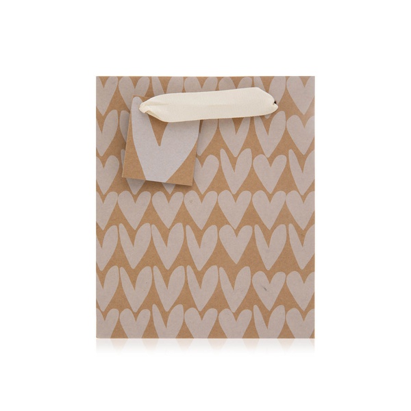 Caroline Gardner Kraft Stripe Medium Hearts Gift Bag