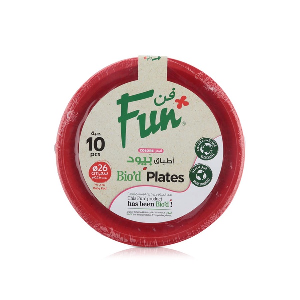 اشتري Fun colours biodegradable ruby red plates 26cm 10s في الامارات