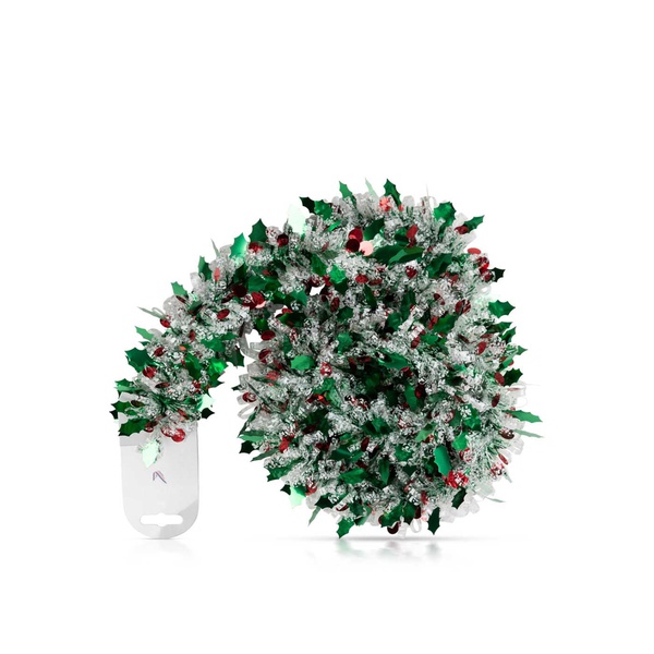 Festive Tinsel Holly 200cm x 8.5cm