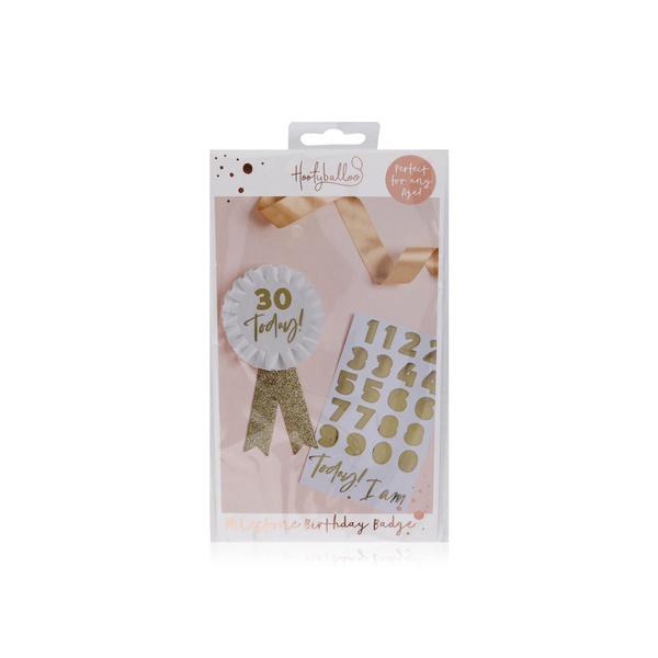 Hootyballoo Gold Milestone Personalised Birthday Badge