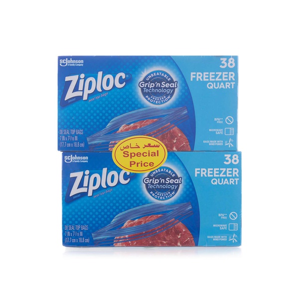 Buy Ziploc freezer bags value pack quart size 38 pack in UAE