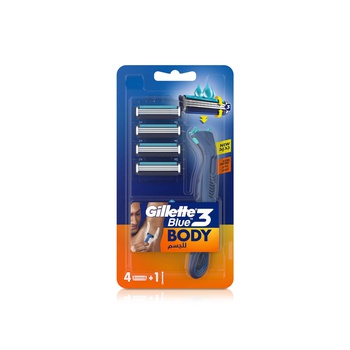 Gillette Blue3 Body Men's Razor with 4 Cartridges