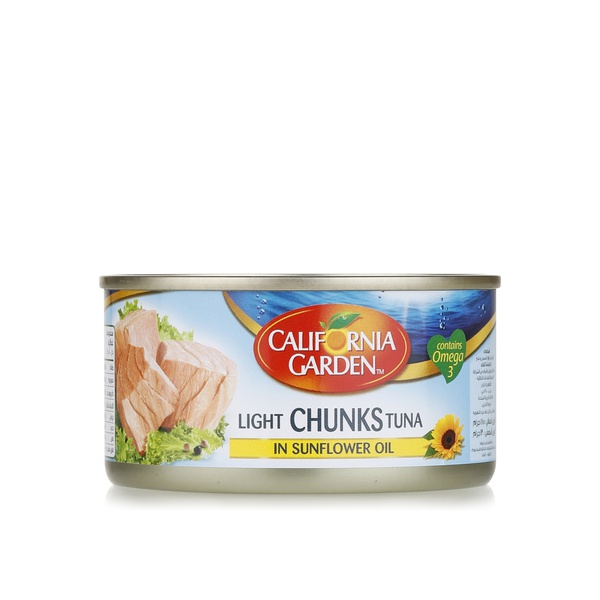 Buy California Garden light tuna chunks in sunflower oil 185g in UAE