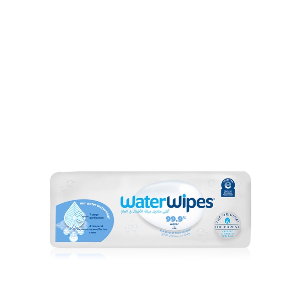 Waterwipes Original Plastic Free Baby Wipes, 240 Wet Wipes (4 Packs), 99.9% Water Based Wet Wipes & Unscented for Sensitive Skin