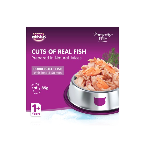 Whiskas Purrfectly Fish Wet Cat Food for Adults 1 + Years with Tuna & Salmon 85g 12 Pouches