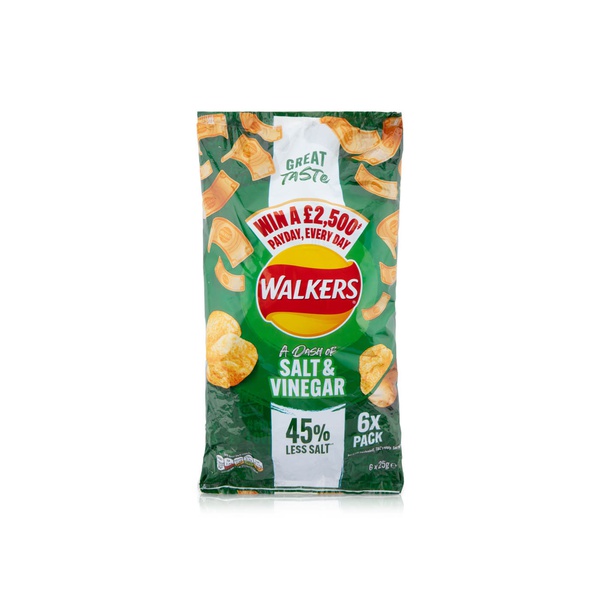 Walkers Less Salt Dash of Salt & Vinegar Crisps 6pk 150g