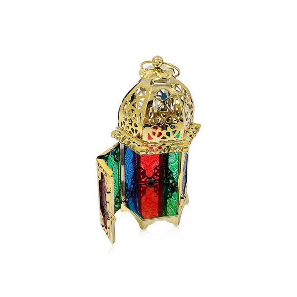 Party Magic Eid Lantern Candle Holder Gold 8x8x16cm