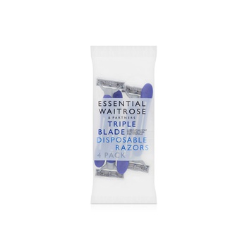 Waitrose Essentials 3 Blade Disposable Raxors x 4