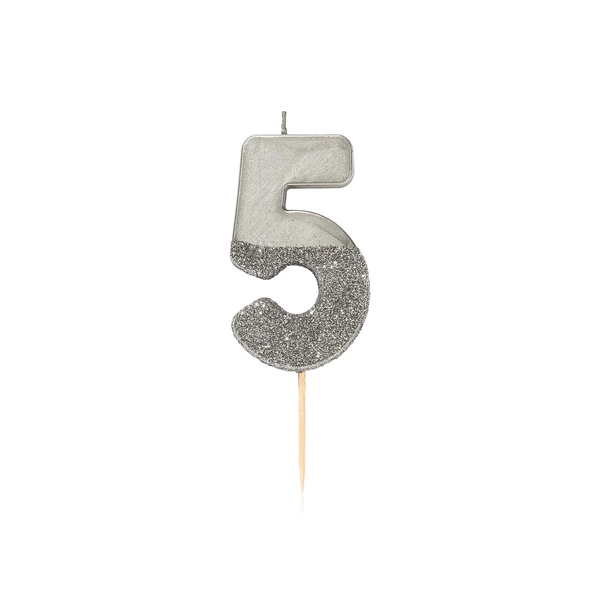 Talking Tables Silver Glitter Candle - 5
