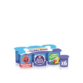 Petits Filous No Added Sugar Strawberry and Banana Yoghurts 47g x 6