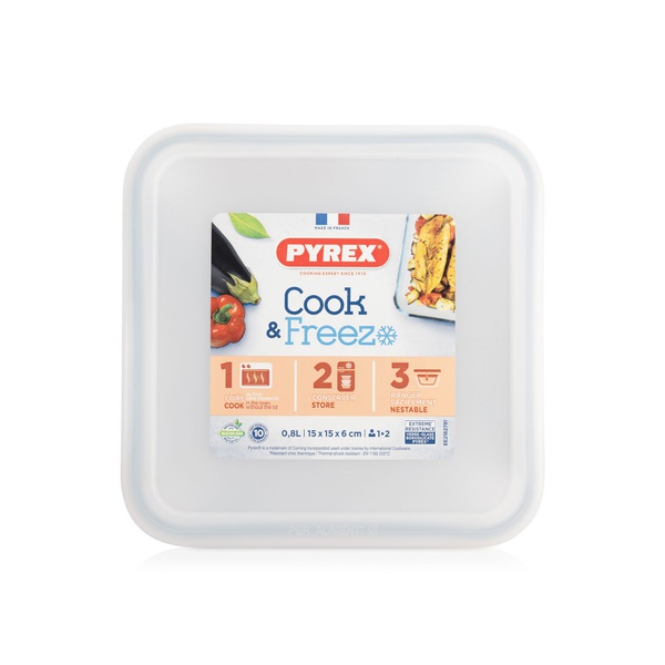 Pyrex Cook and Freeze Square Dish with Lid 850ml