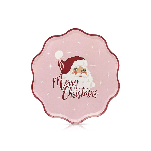 Hootyballoo Pink & Red Santa Merry Christmas Paper Plates x 8
