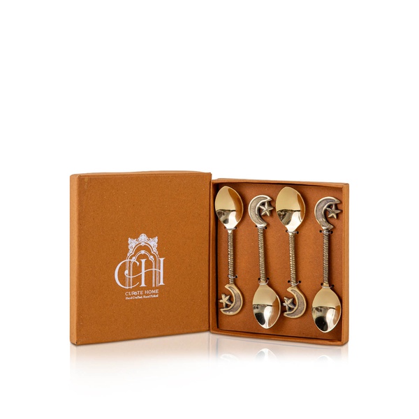Curate Home Gold Star and Moon Dessert Spoons x 4