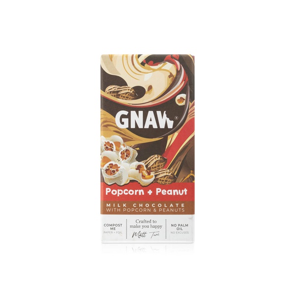 Gnaw Popcorn Peanut Chocolate Bar 80g