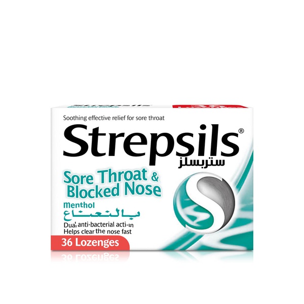 Strepsils Menthol Soothing Effective Relief for Sore Throats & Blocked Nose Lozenges x 36