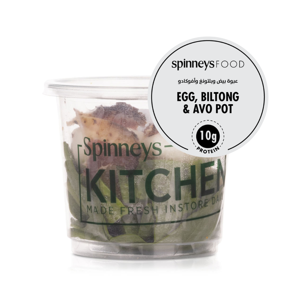 Buy Spinneysfood Egg, Biltong And Avocado Pot 152g in UAE