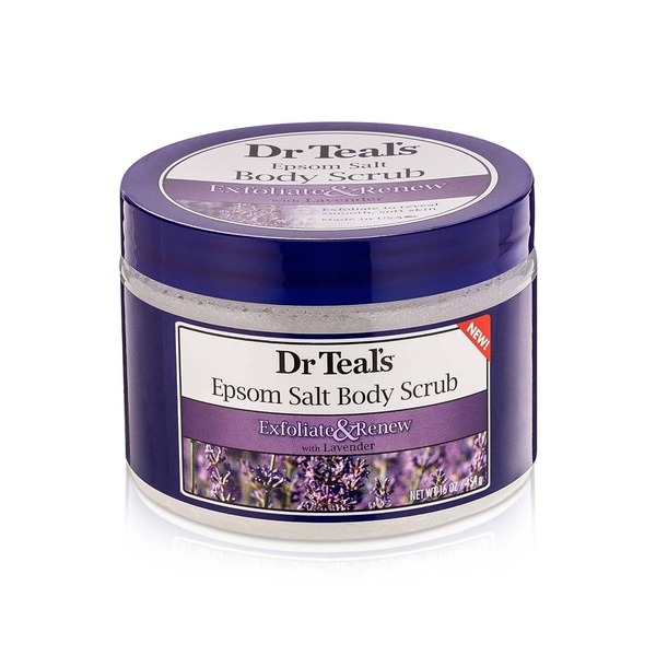 Buy Dr Teals epsom salt body scrub lavender 454g in UAE