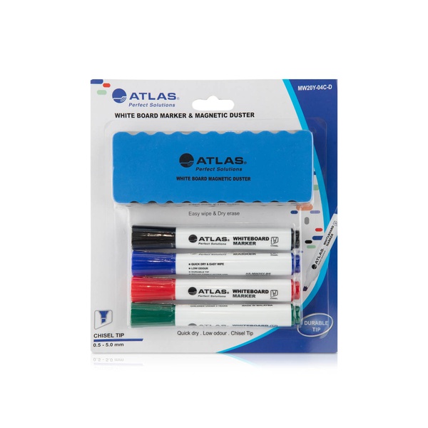 Atlas White Board Marker & Duster Chisel