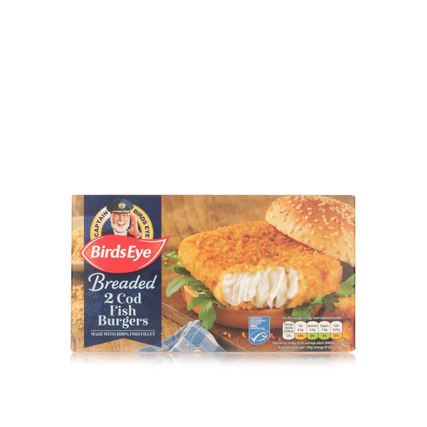 Birds Eye Frozen Breaded Cod Fish Burgers X 2