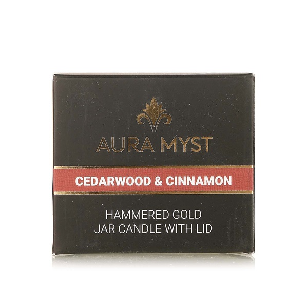 Buy Aura Myst hammered gold jar candle cedarwoord & cinnamon in UAE