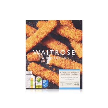 Waitrose Frozen Chunky Breaded Cod Fish Fingers 330g