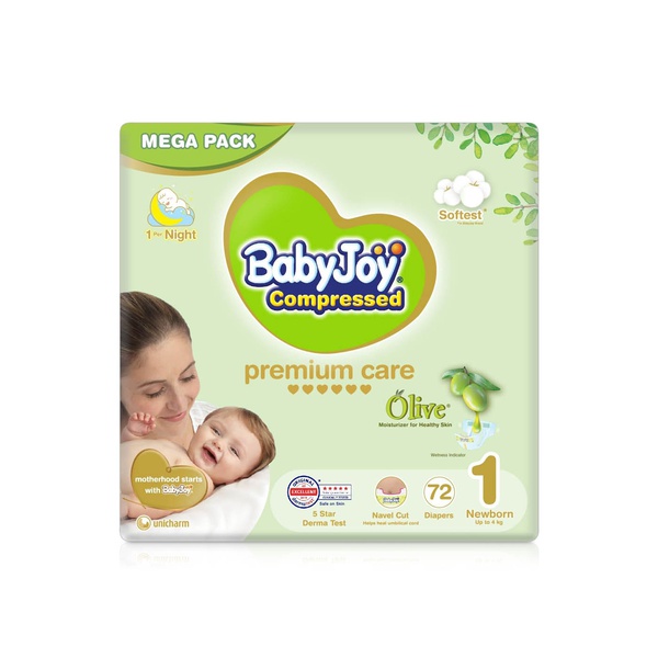 BabyJoy Olive Tape Diaper Newborn 0-4 Kg Mega Pack x 72