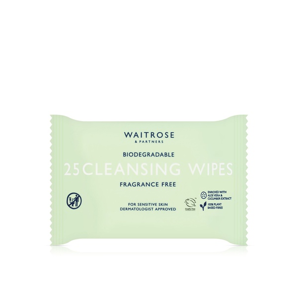 Waitrose Biodegradable Fragrance Free Cleansing Wipes x 25