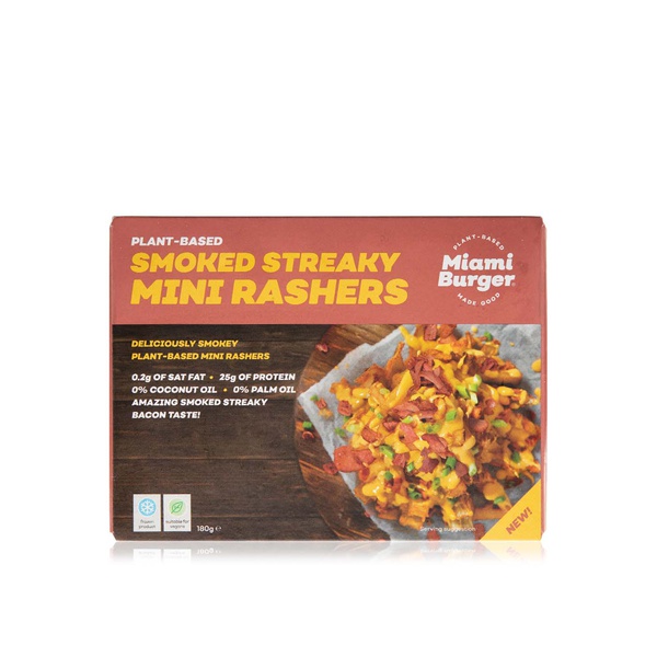 اشتري Miami Burger frozen plant-based smoked streaky mini rashers 180g في الامارات