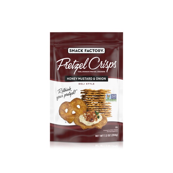Snack Factory Pretzel Crisps Honey Mustard & Onion Deli Style Pretzel Crackers 204g