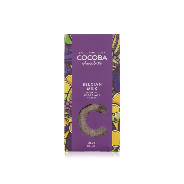 Buy Cocoba Belgian milk drinking chocolate flakes 250g in UAE