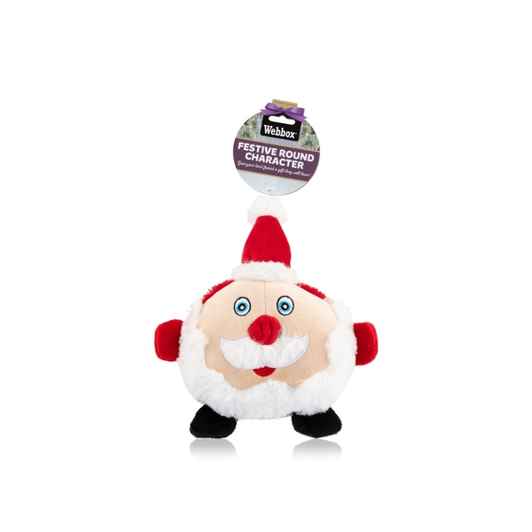 box festive round squeaky dog toy Santa Claus Spinneys UAE