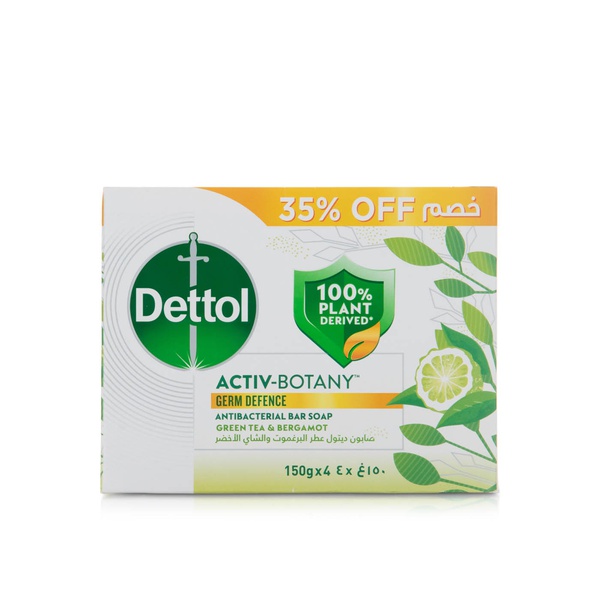 Dettol Activ-Botany Antibacterial Bar Soap Green Tea & Bergamot 150g x 4