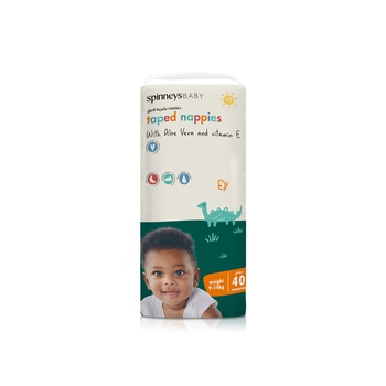 Spinneysbaby Taped Nappies with Aloe Vera & Vitamin E Large  x 40 (9-14kg)